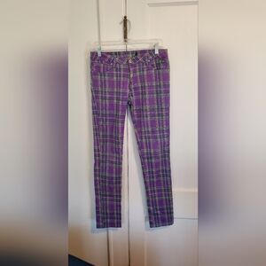 Criminal Damage Purple Plaid Leggings